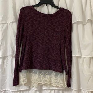 Purple sweater with Lace trim